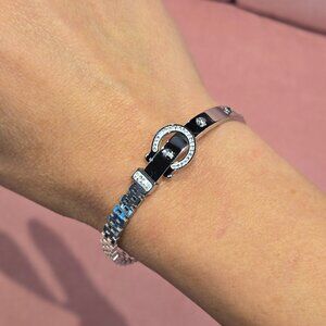 Belt Stainless steel Cubic Zirconia Open Bangles Bracelets Brazalete de Cinto